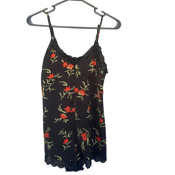 Forever 21 Romper Womens Small Floral Lace Trim Adjustable Straps Pajama - Picture 2 of 10